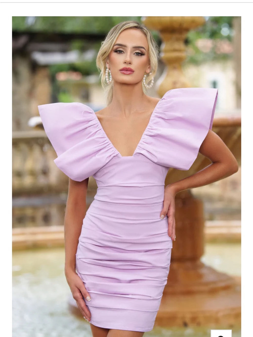 Lady Black Tie Puff Sleeve Mini Dress